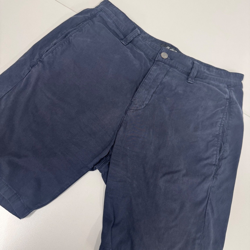 34 Heritage Corduroy Shorts Mens 34 Navy Blue Excellent Fine Wale Flat Front